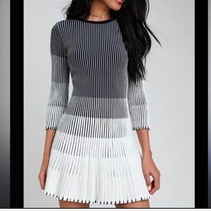 Dainty Hooligan Pleated Striped Knit Dress